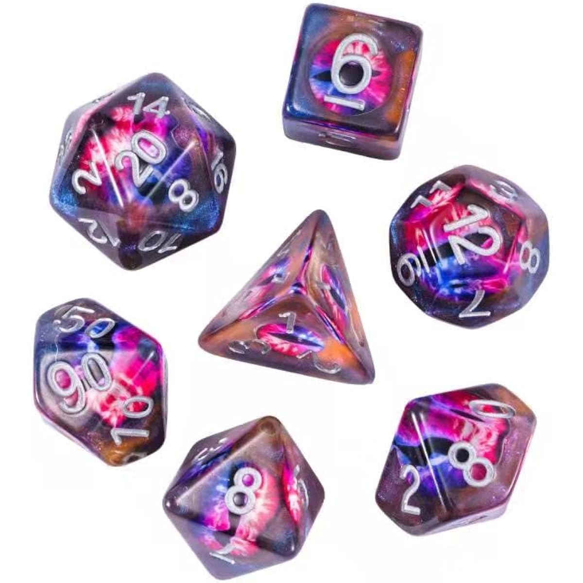 Cusdie DND Dice 7 Pieces Polyhedral Dice Set with Eyeballs Role Playing Game Dungeons & Dragons D&D Dice MTG Pathfinder