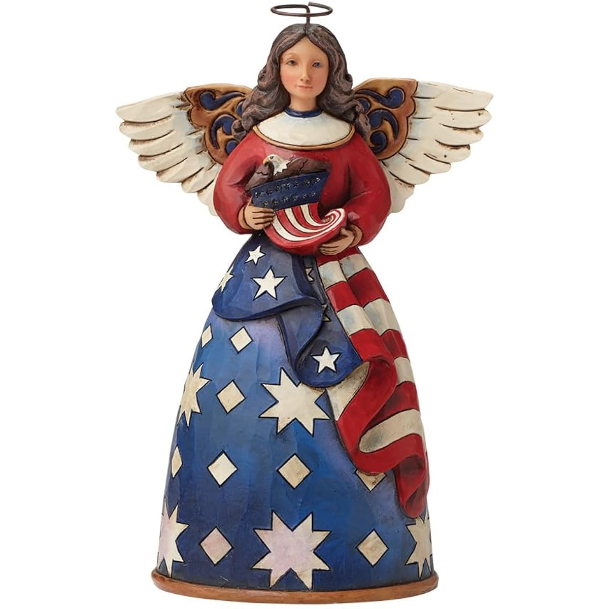 Jim Shore Heartwood Creek Patriotic Angel Flag Dressed Stone Resin Figure 6"