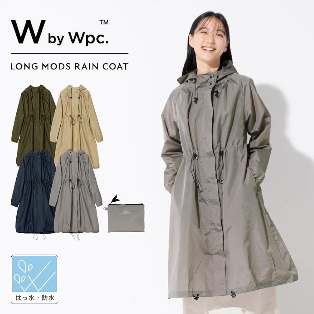 Wpc. Raincoat [Long Mod] Gray Women's Raincoat, Casual, Designed for Everyday Use, Water Repellent, Does Not Get Wet, Includes Storage Pouch, Stylish, Cute, Women's R-1101-201