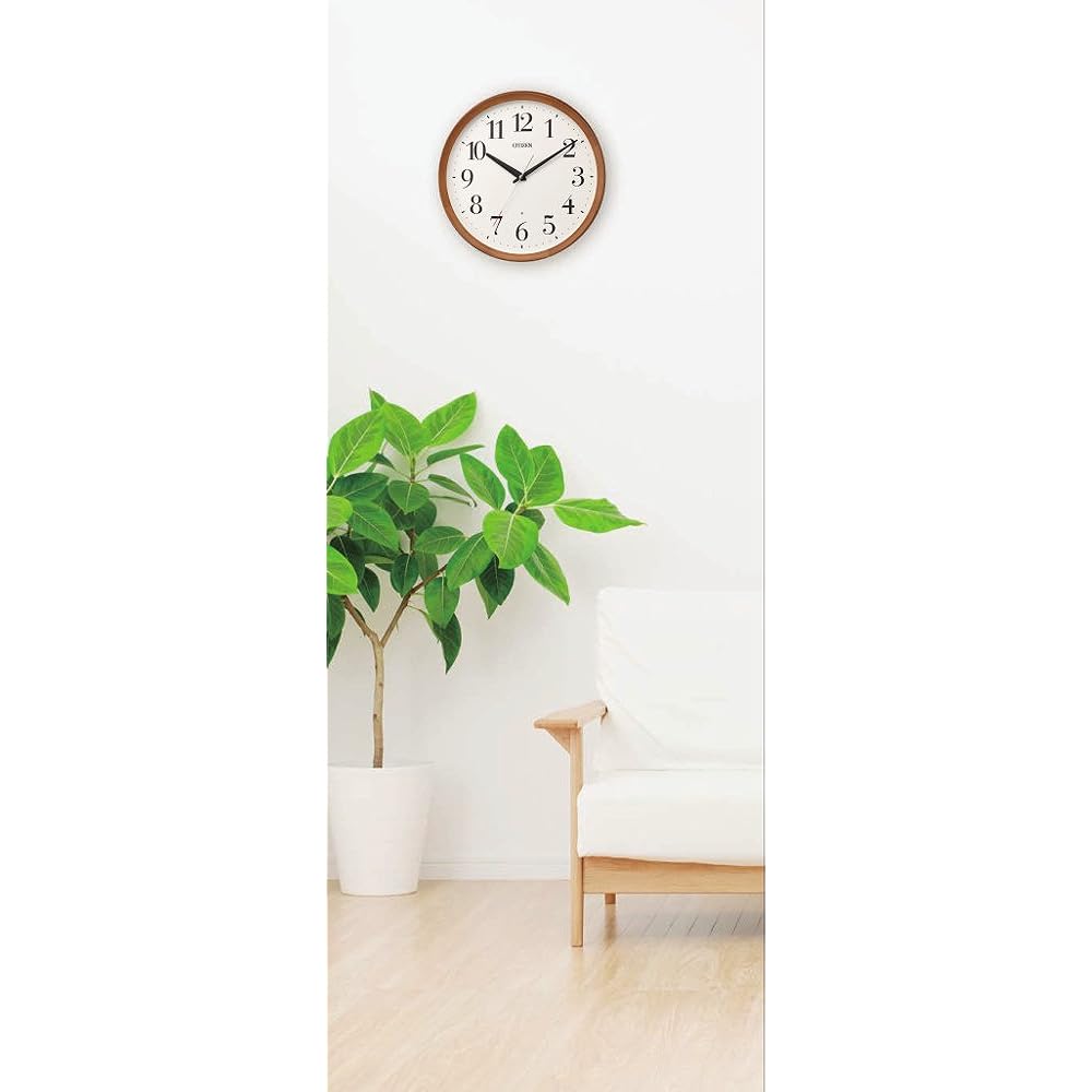 RHYTHM Table Clock/Wall Clock Brown Φ32x5.4cm Radio Analog M535 Continuous Second Hand Round Wood Citizen 8MY535-006