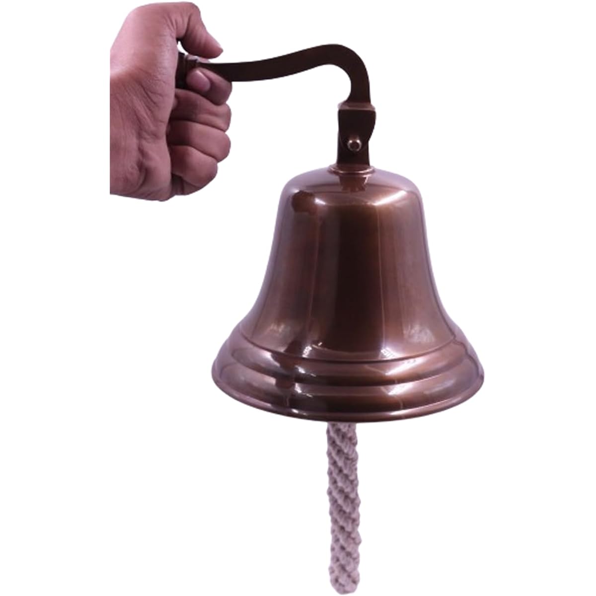 The Metal Magician 7" Solid Brass Wall Mounted Ship Hanging Bell Antique Brass Bell for Reception School Outdoor Indoor Dinner Church