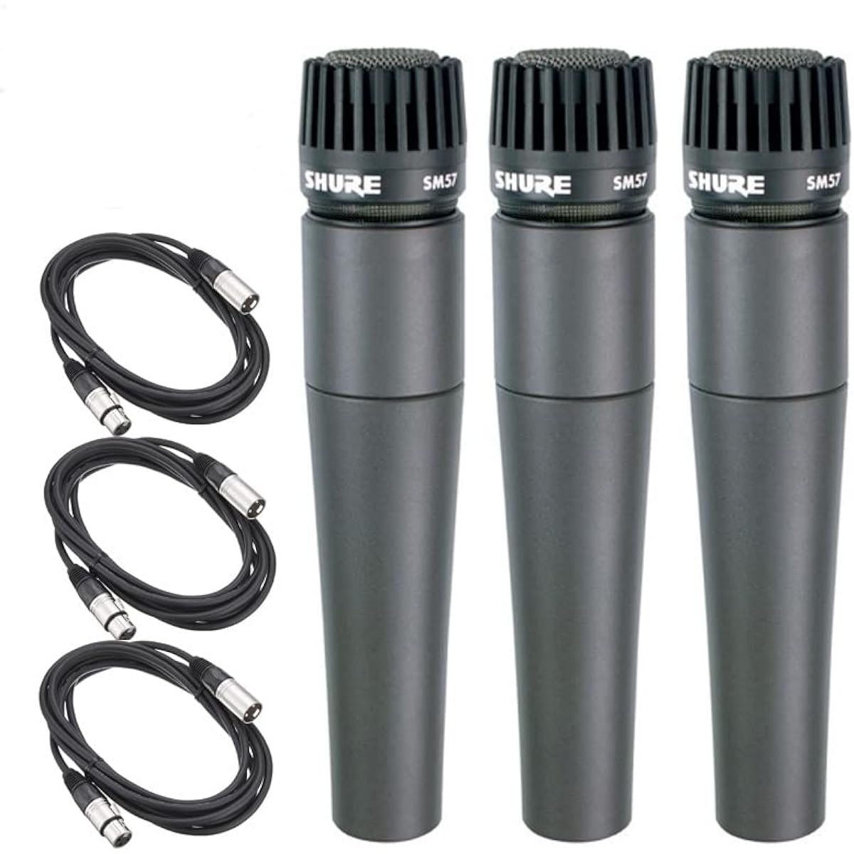 SHURE SM57-LCE Dynamic Microphone, Official Japanese Product, 2 Year Warranty + 5m XLR Cable, 3 Sets