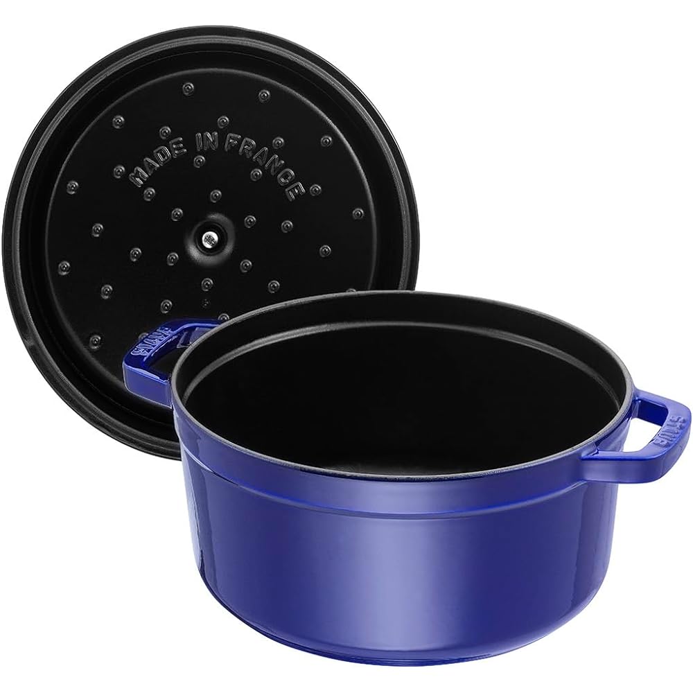 Staub "Pico Cocotte Round Granblue 22cm" Both Hand Cast Enamel Pot IH Compatible [Authorized Japanese Product] La Cocotte Round 40510-265