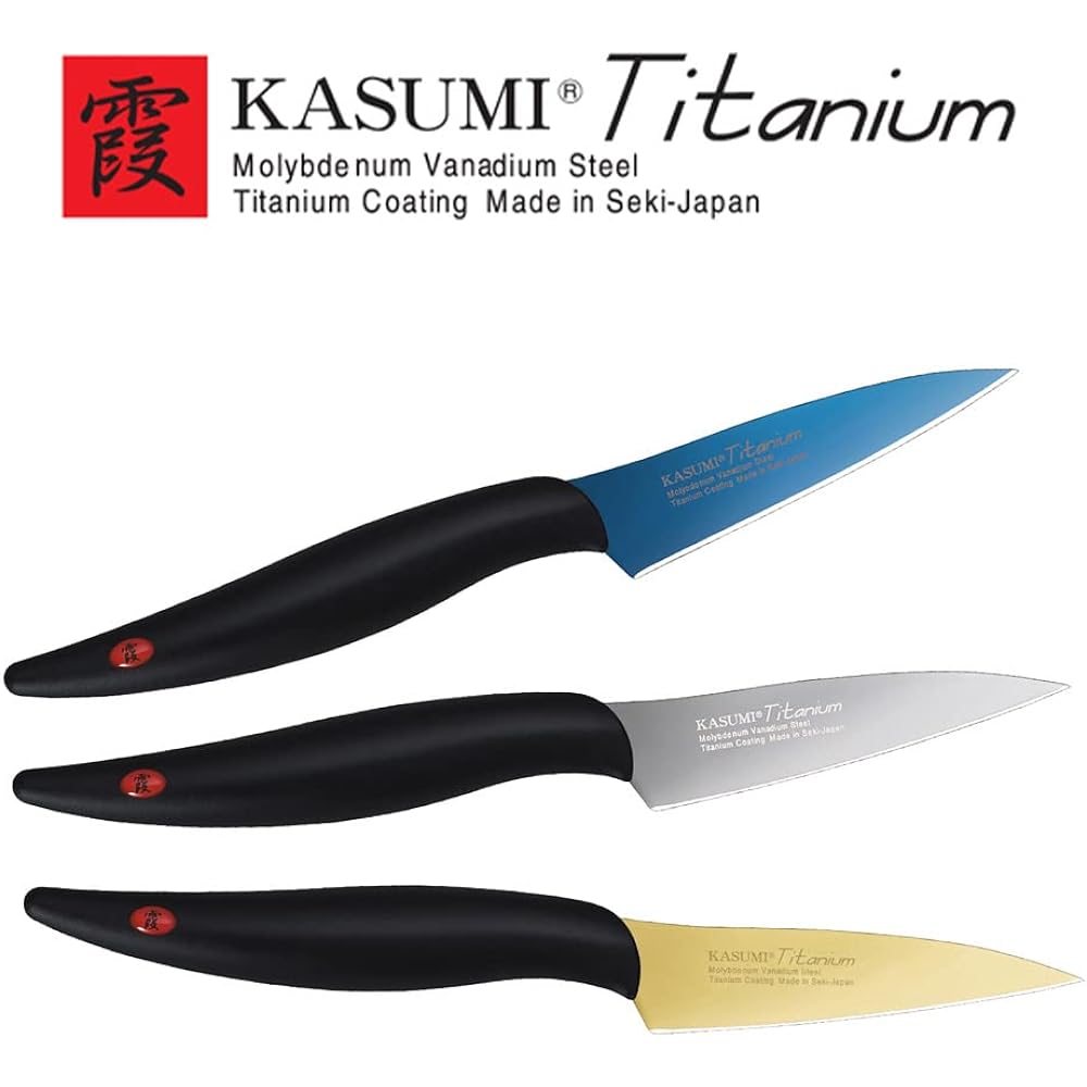 SUMIKAMA Kasumi Knife Titanium Coated Fruit Knife Made in Japan 8cm Compact Fruit Specialty Decorative Cutting Rust Resistant Sharpness Colored Blue Made in Seki City KASUMI 22008/B