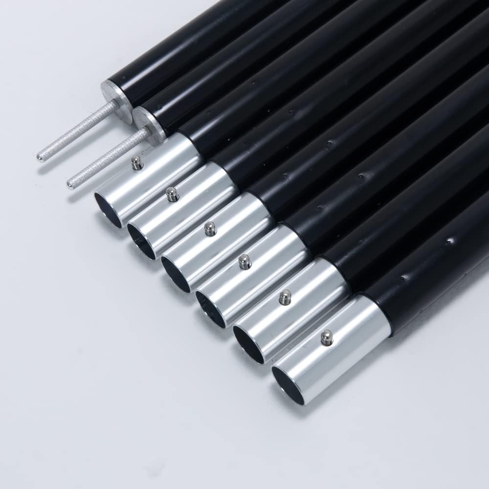 DOKICAMP Tarp Pole Tent Pole Height Adjustment 4 Levels Diameter 28mm Length 2.4m Set of 2 Storage Case with Rope