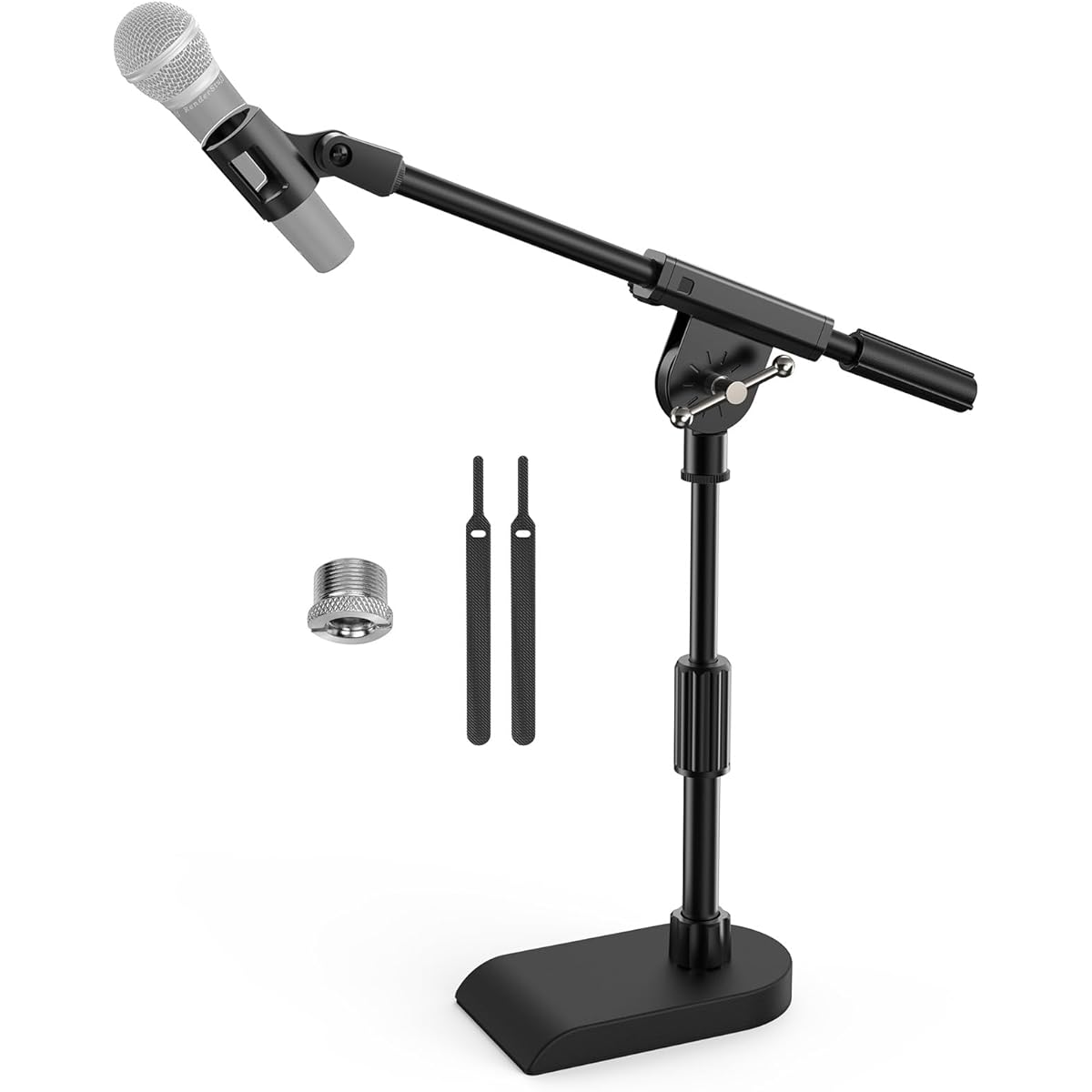 TONOR Adjustable Desktop Microphone Stand for Blue Yeti, Weight Base with Twist Clutch, Boom Arm with 3/8" and 5/8" Adapters for Blue Snowball and All Microphones, Perfect for Recording/Podcasting/Guitar