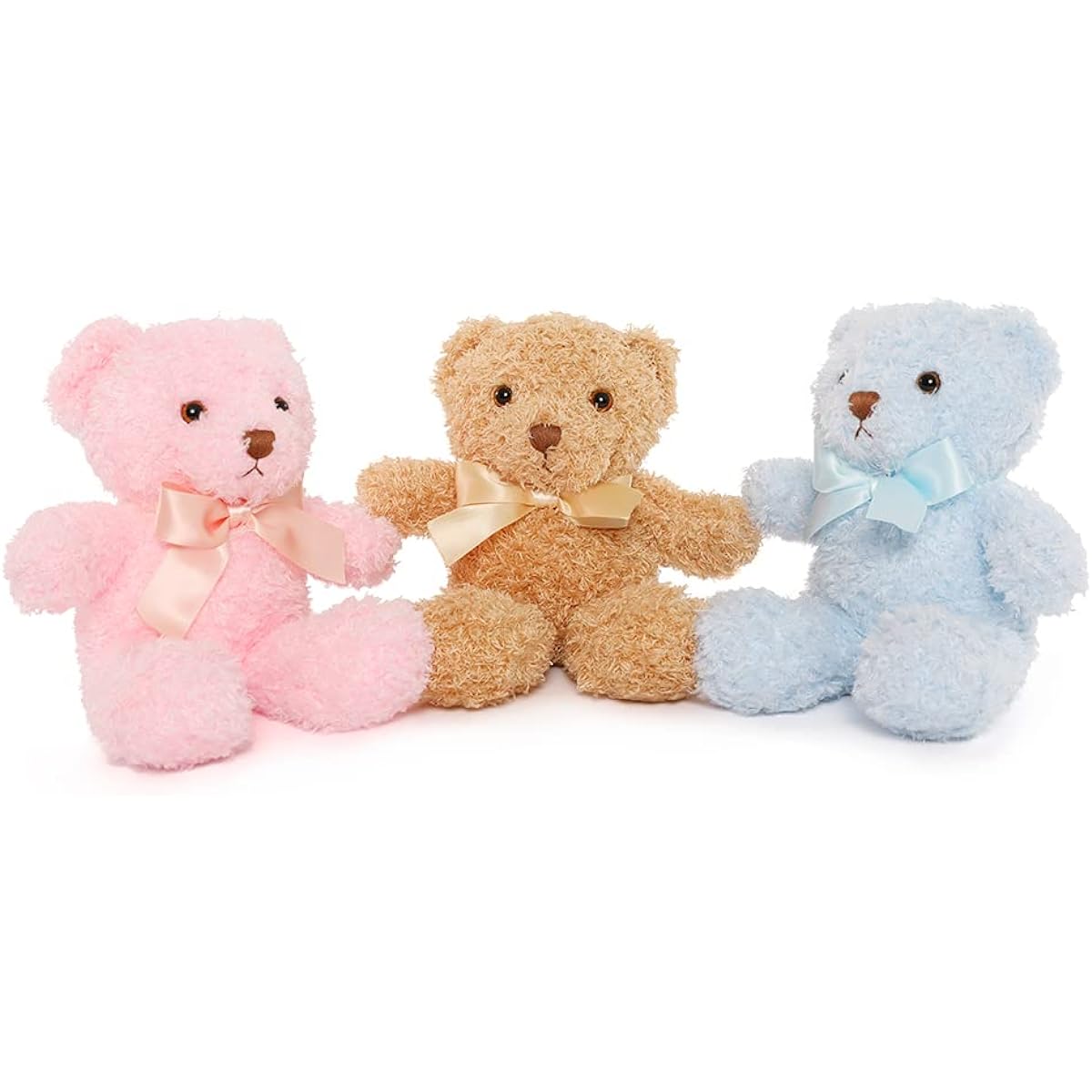 Toys Studio 3 Pack Teddy Bear - 3 Colors Cute Stuffed Animals with Bow Ties Plush Toys, 25.4cm