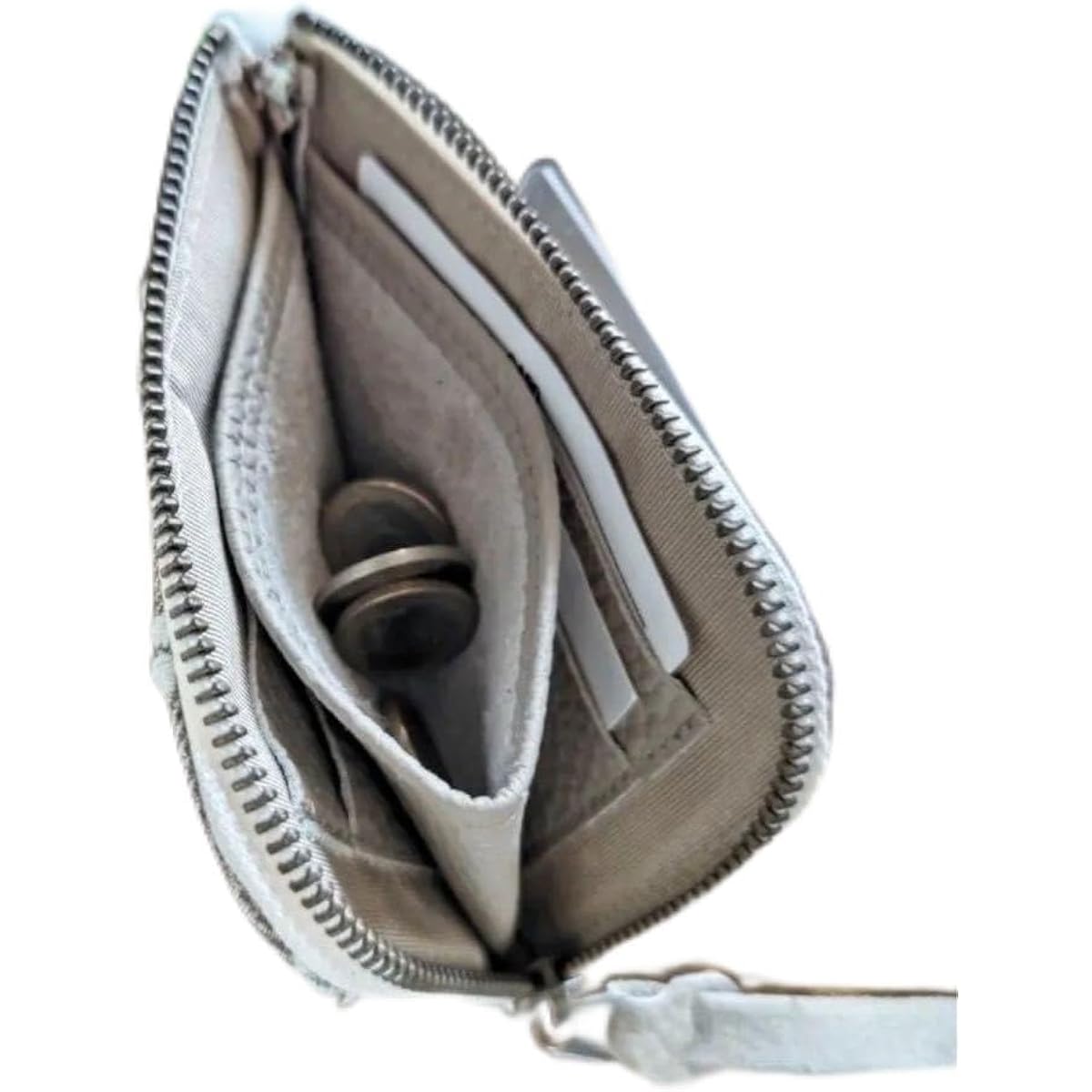 Compact Mina Perhonen Tambourine Brown L-shaped zipper mini wallet Genuine leather L-shaped