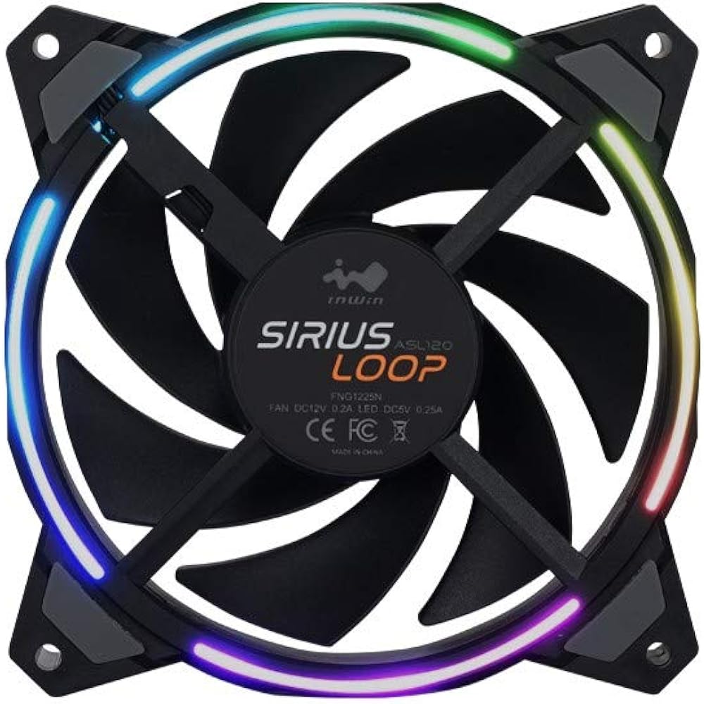 IN WIN Addressable RGB Lighting Compatible 120mm Case Fan Sirius Loop ASL120 3 Pack [ASL120FAN-3PK]
