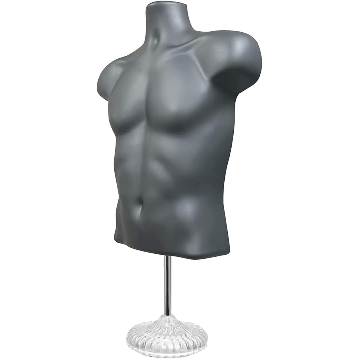 Gray Male & Female Hollowback Mannequin Torso Set with Metal Stand with Metal Pole Sizes S-M