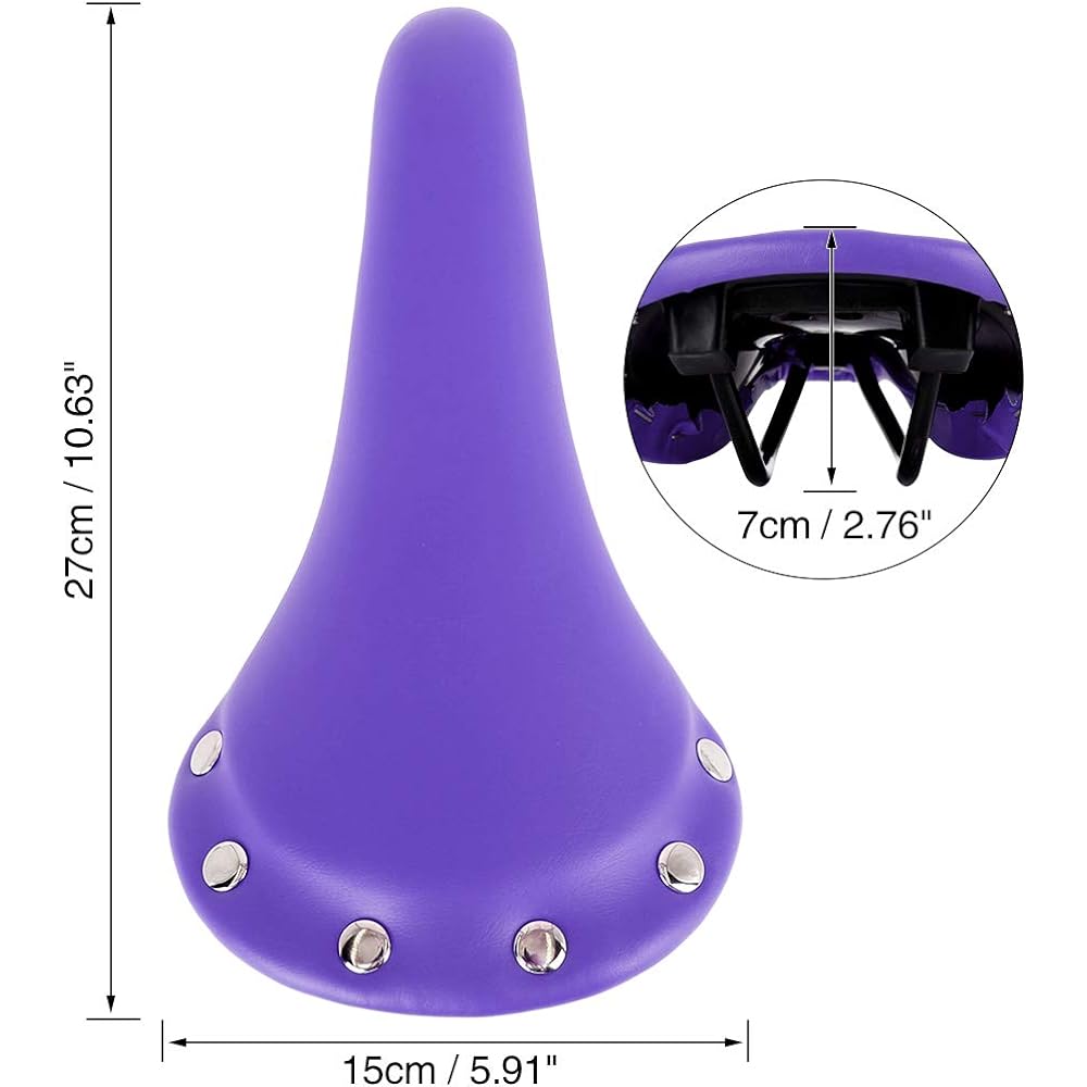 uxcell Comfortable Bicycle Saddle 27x15x7 cm PU Leather Bicycle Shallow Seat with Rivets Purple