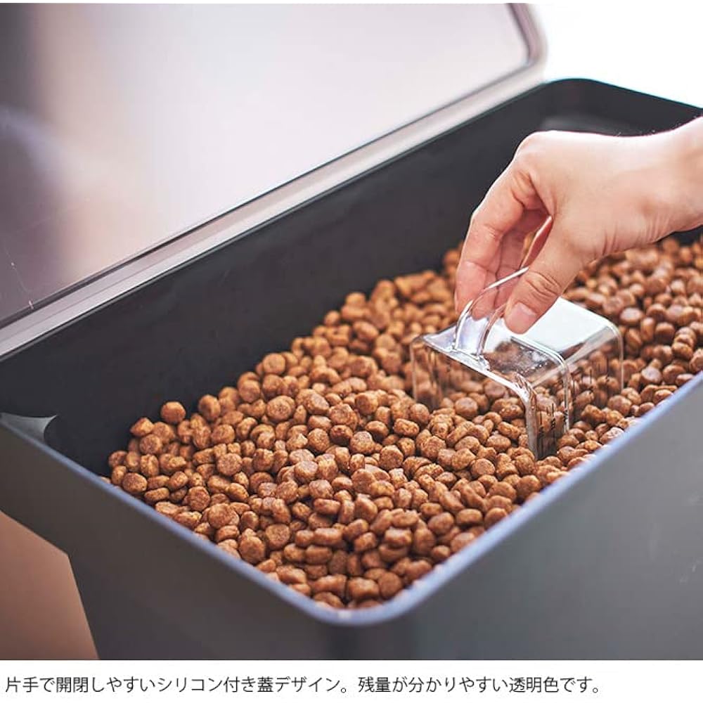 Yamazaki Jitsugyo Airtight Pet Food Stocker 12kg with Measuring Cup White Approx. W41 x D24 x H42.5 (When lid is open: Approx. H65.5) cm Tower Food Stocker Storage Container 5617