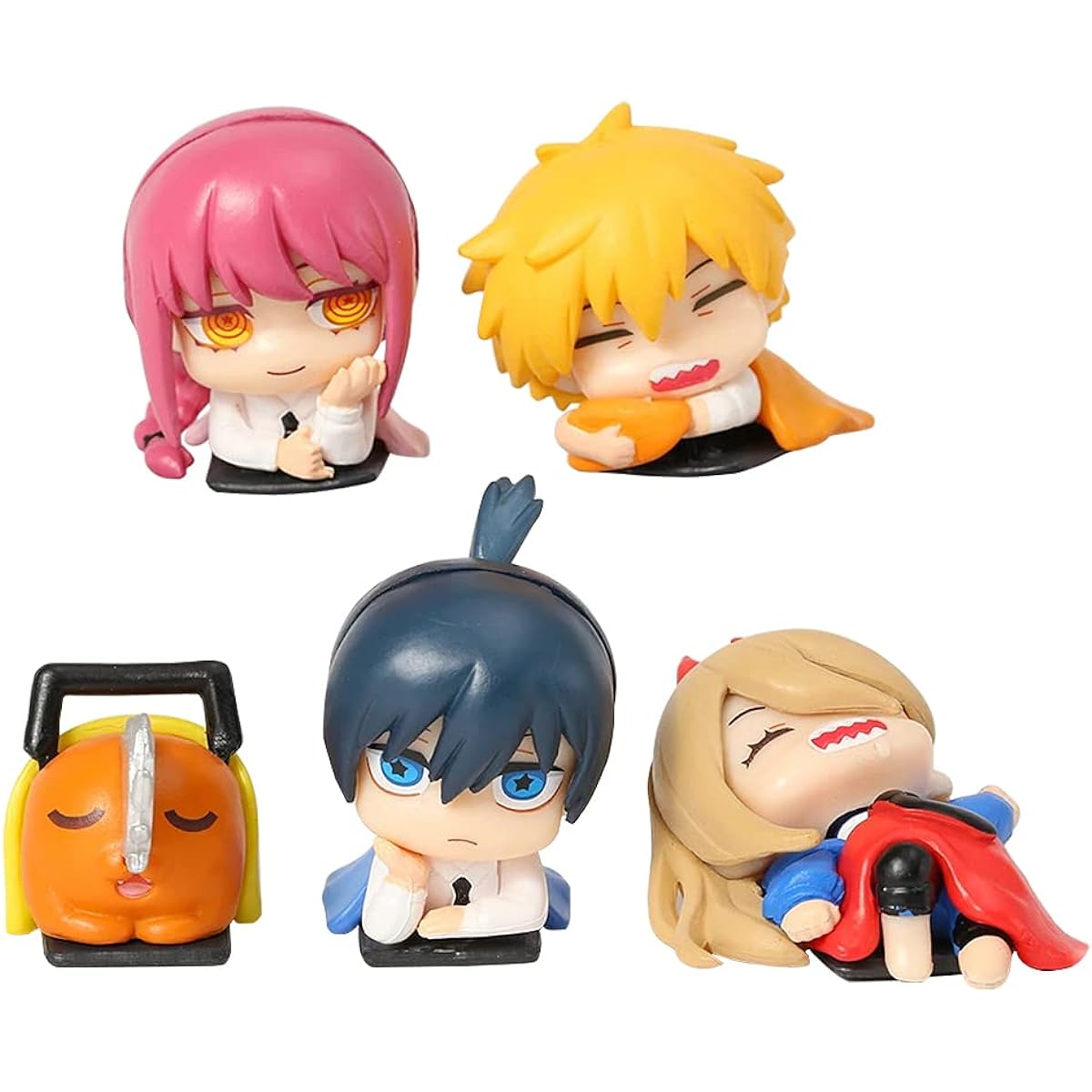 BGVEI Chainsaw Man Figure Sleeping Set Dengi Power AKI Makima Action Figure Anime Figure Collection Desktop Decoration PVC Model Statue Toy Gift for Anime Fans