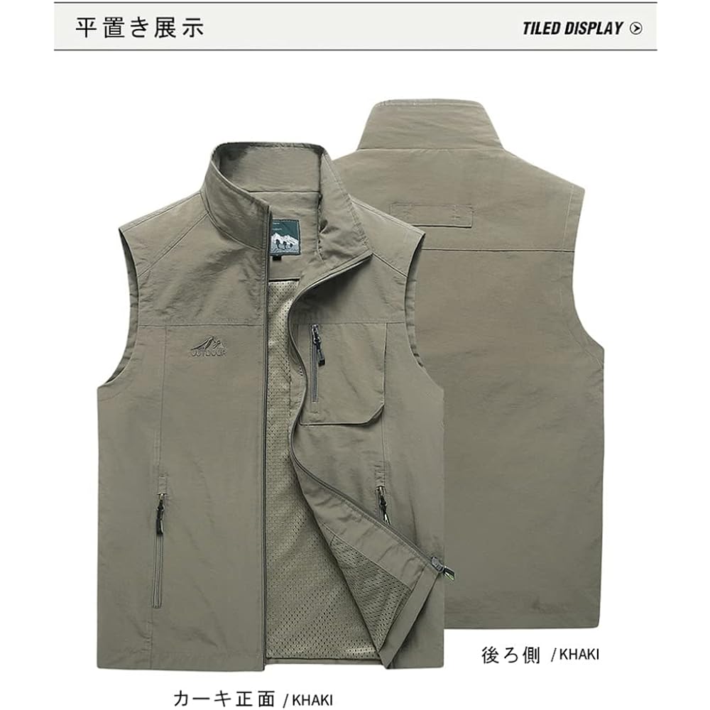 [Rortyno] UV resistant, quick drying, breathable fishing vest, men's, summer, outdoor, fishing vest, mesh lining, multi-functional, military vest, many pockets, photographer vest, thin, water repellent, abrasion resistant, summer vest, golf, work, mounta