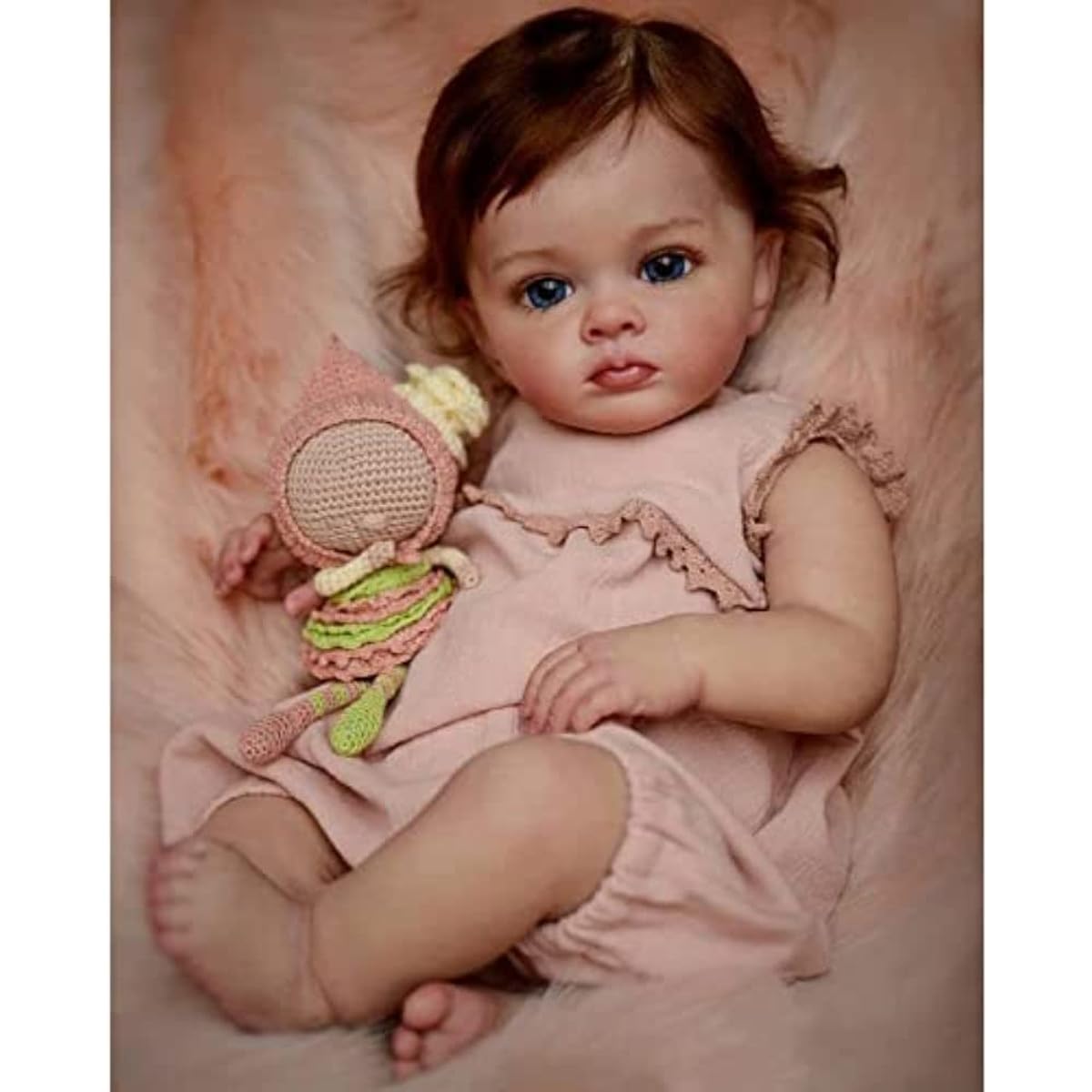 Lonian Baby Doll 24inch 60cm Reborn Doll Realistic Reborn Baby Handmade Vinyl Reborn Doll Girl Reborn Baby Simulated Baby Doll is a great gift for your child (Brown)