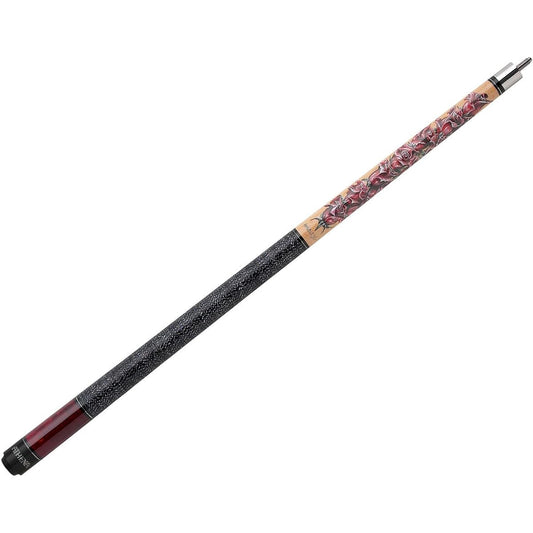 Athena ATH11 Women's Pool Cue, Pool Cue Stick, 2 Piece Cue with 10" Extension, Hard Rock Maple Shaft, 57" Length, Women's Burgundy Rose Print Design, 21oz