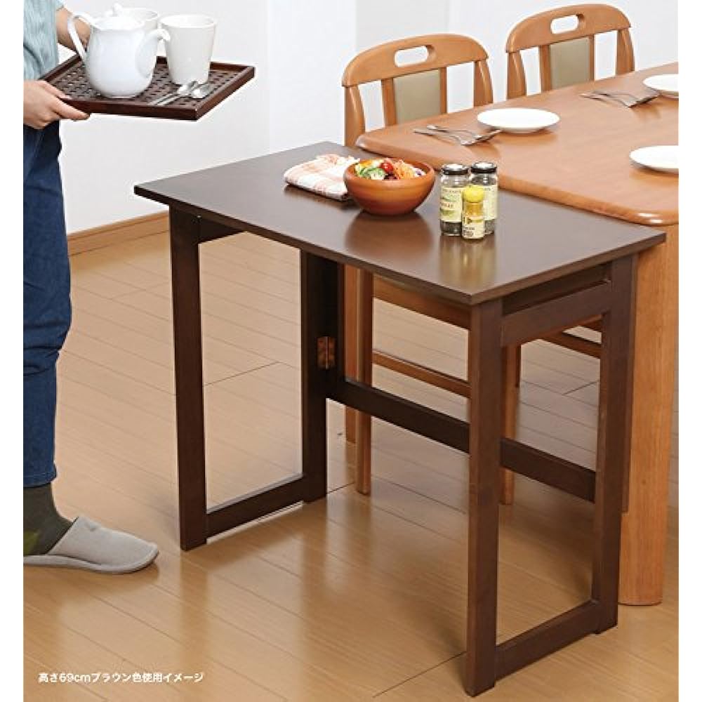 Natural wood folding table, storage possible, no assembly required, finished product (height 69cm, natural)