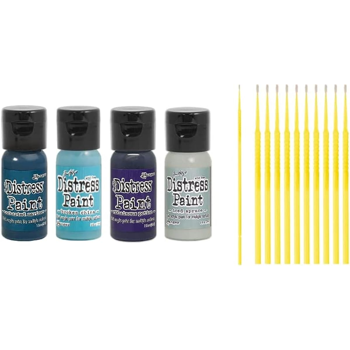 PTP Flash Deals Ranger Tim Holtz Distress Flip Cap Paint Bundle Stick (THE BLUES - Uncharted Mariner Broken China Ice Spruce Villain Potion)