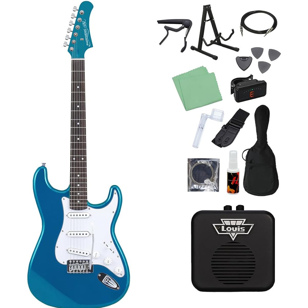 Photogenic ST-180 MBL 14-piece electric guitar beginner set [with mini amp] Stratocaster type Photogenic