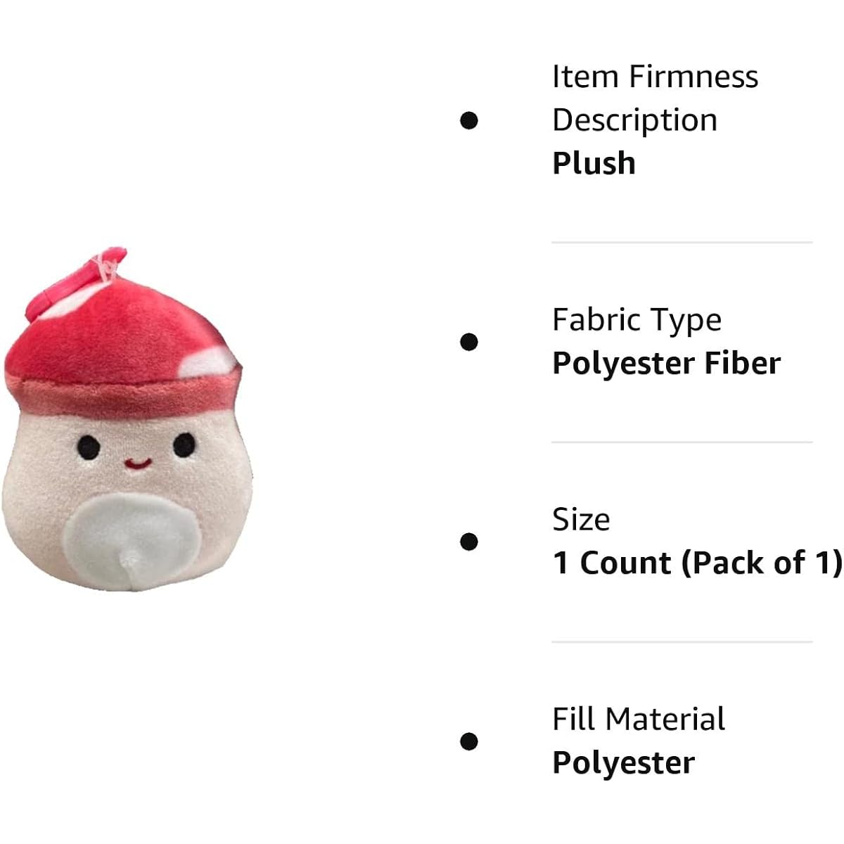 Squishmallow Official Kellytoy 3.5" Clip-on Bag Keychain Backpack Clip Squishy Soft Stuffed Animal (Malcolm Mushroom)