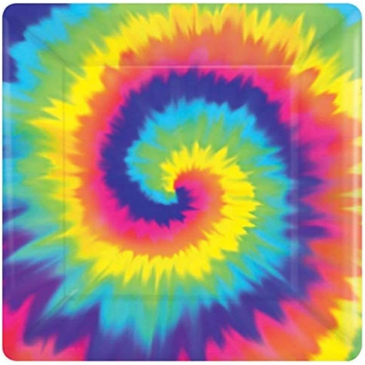 Psychedelic 60's Themed Party Squeare Dinner Plate Tableware, Paper, 10, Pack of 8