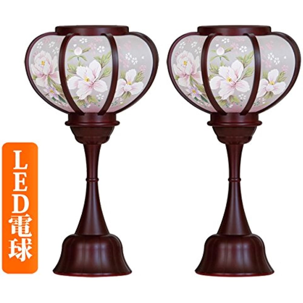Kyoto Buddhist Altar Hayashi Bon Lantern Mini Reizen Lantern [Pair of] Honoka LED Cordless Height 27cm (Reimen Lantern) Bon Lantern Obon Lantern