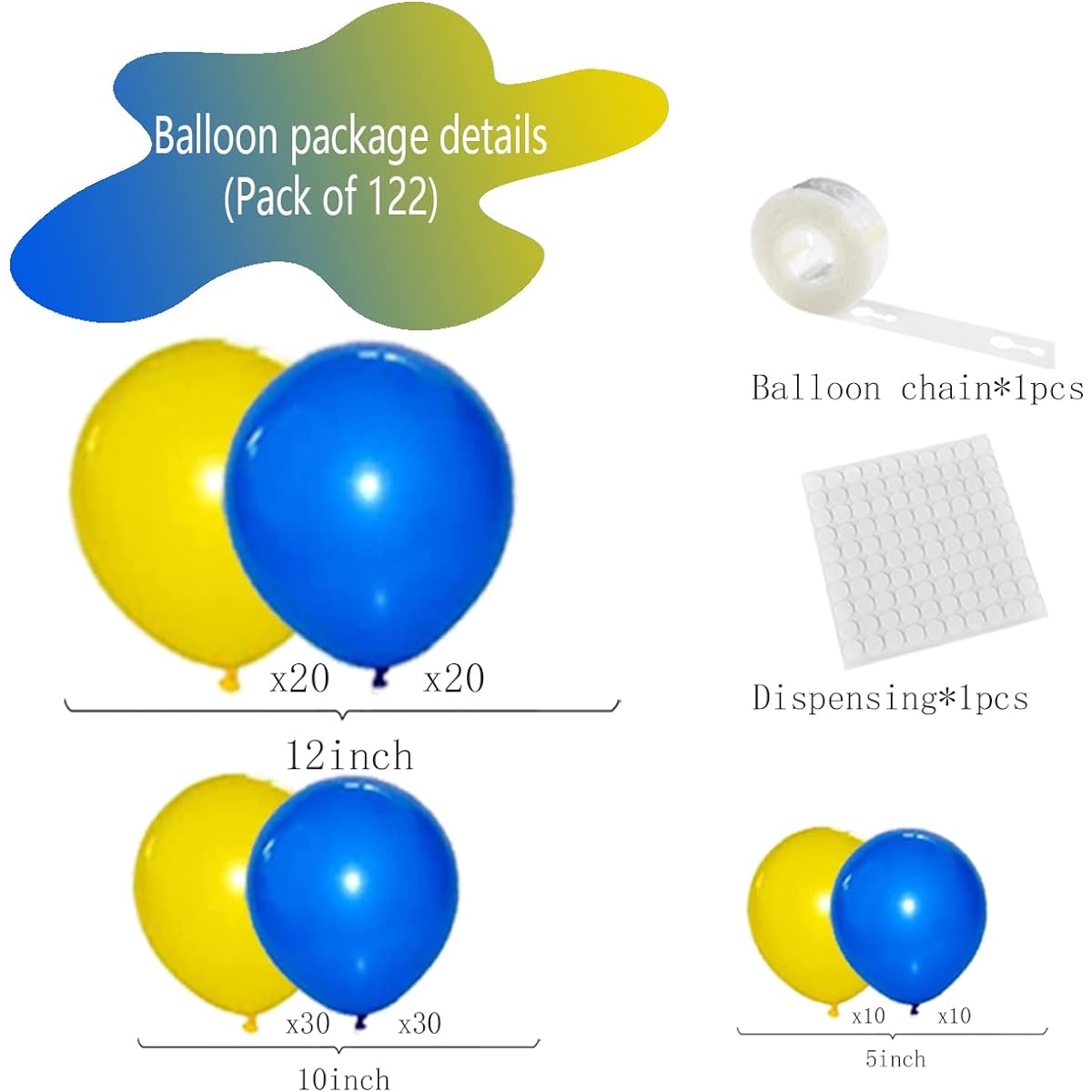 Blue and Yellow Balloon Garland Arch Kit 122pcs Royal Blue Yellow Balloon Arch for Birthday Wedding Baby Bridal Shower Graduation Anniversary Bachelorette Decorations