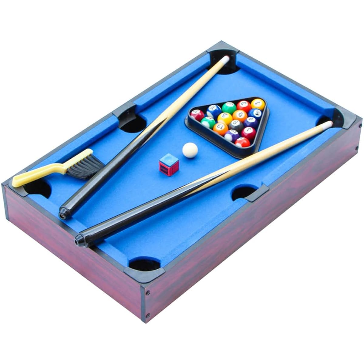 IFOYO Mini Table Top Pool Billiard Table with 15 Colored Balls, 1 Cue Ball, 1 Brush, 2 Pool Sticks, Racking Triangle, Portable and Fun Party Game.