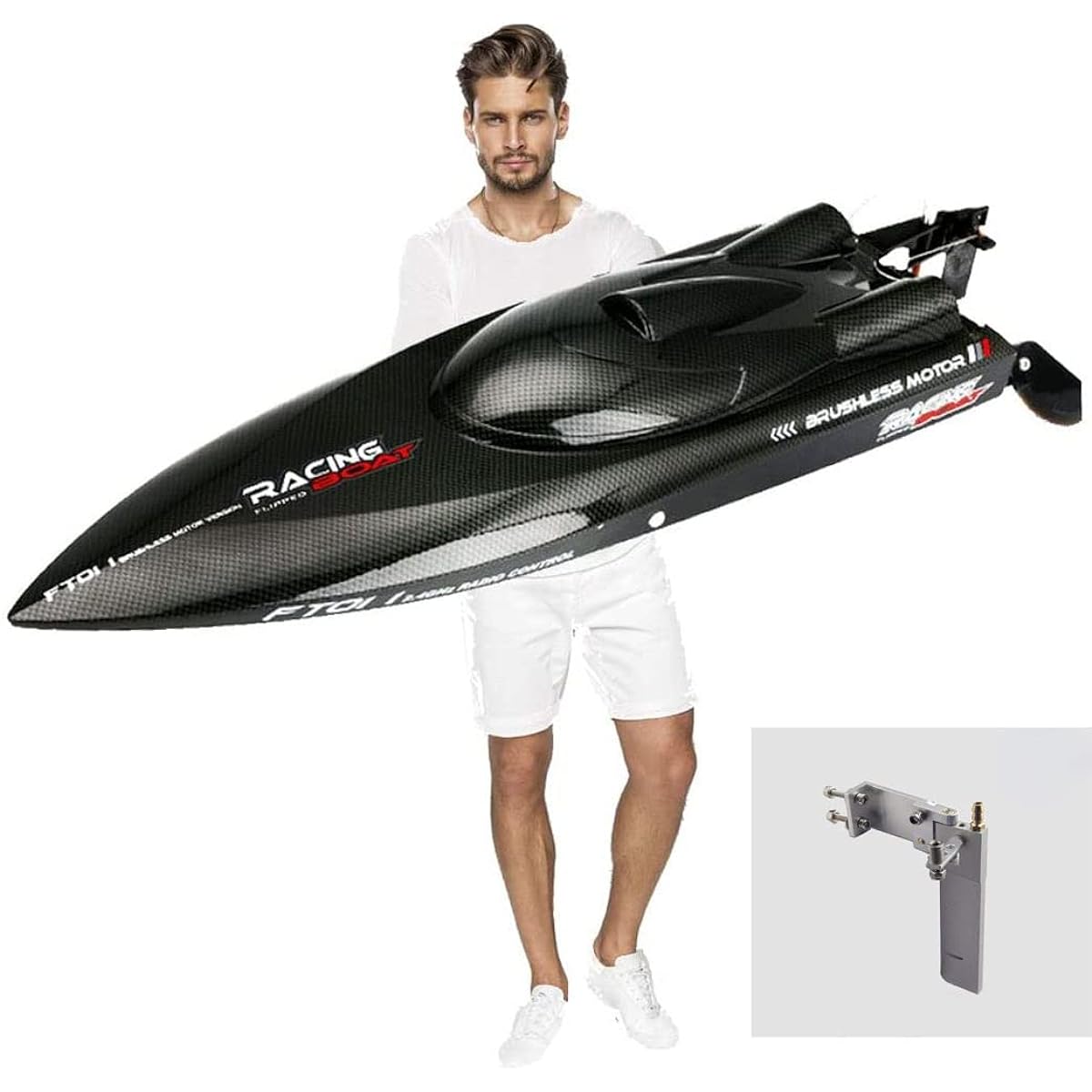 SOWOFA Feilun FT011 RC Boat Ship Maximum Racing High Speed 55KM/H Brushless Motor Excellent (Upgraded Metal Tail Rudder Aluminum Water Rudder for FT011)
