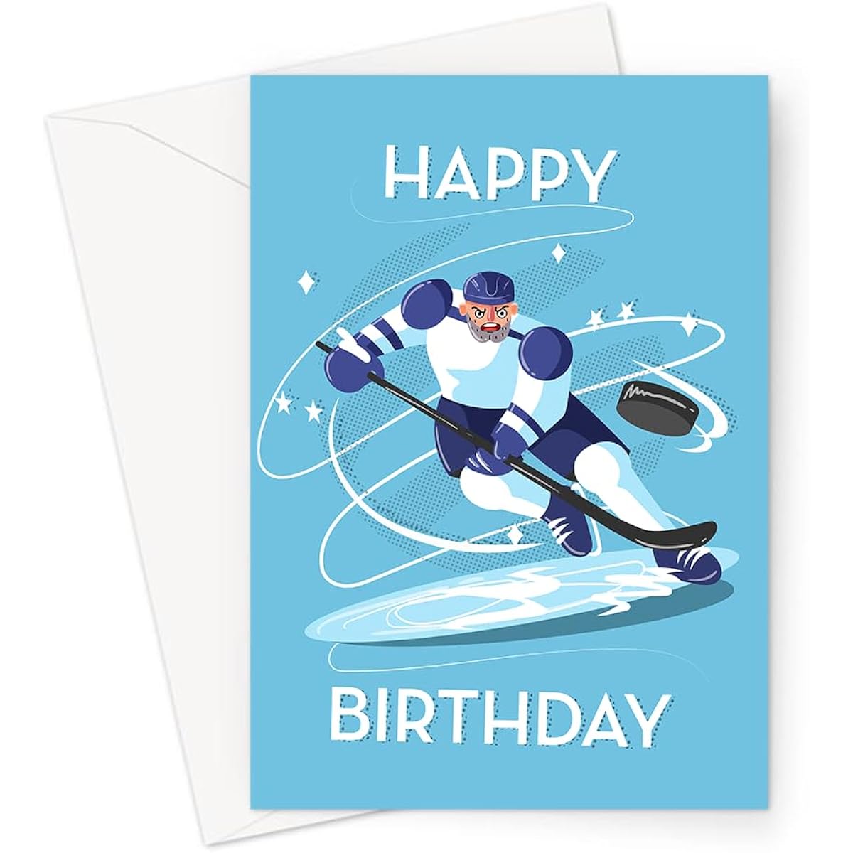 LEMON LOCO Happy Birthday Ice Hockey Greeting Card | Ice Chasing Puck Happy Birthday Card Hobby Birthday Card for Ice Hockey Players