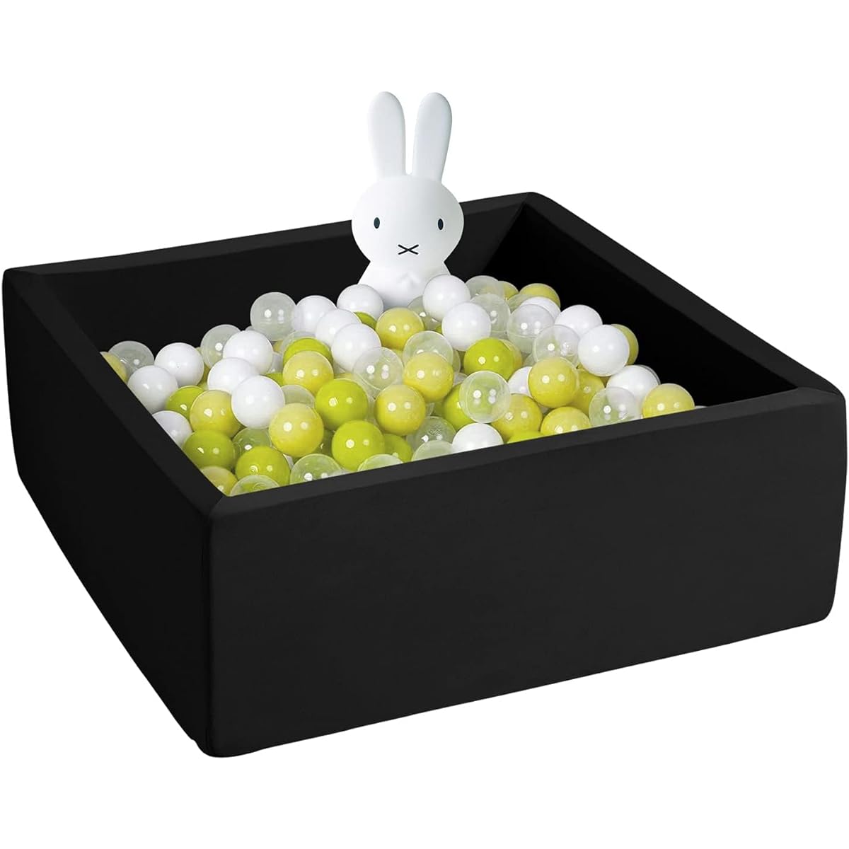 UHAPPYEE Square Foam Ball Pit for Toddlers 90x90x30cm Softball Pit Pool with Removable Cover Indoor Memory Sponge Ball No Ball - Black