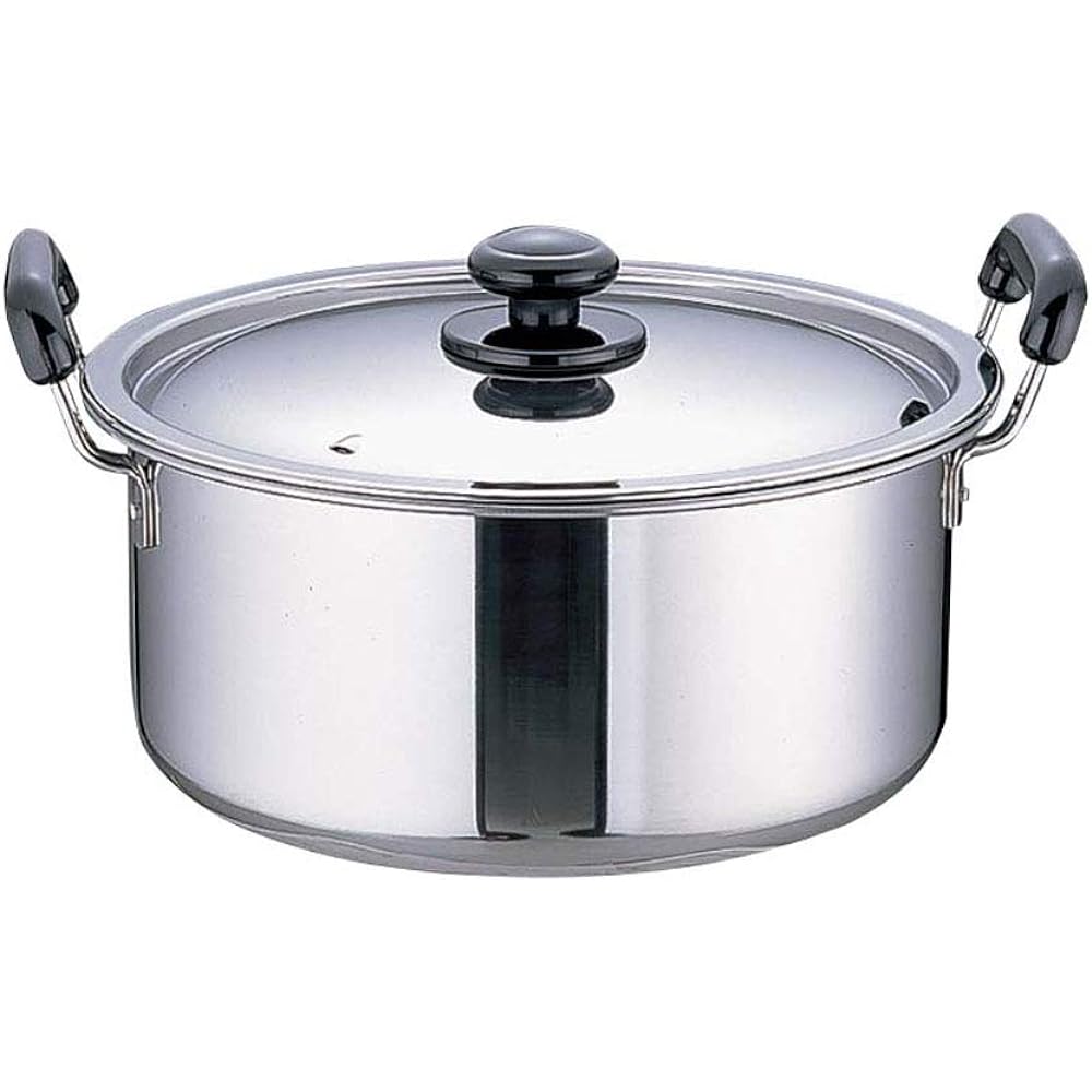 Endo Shoji Commercial Plastic Pattern Thick Plate Practical Pot 30cm Induction Cooker Compatible Body 18-0 Stainless Steel Lid 18-8 Stainless Steel Lid Made in Japan AZT0730