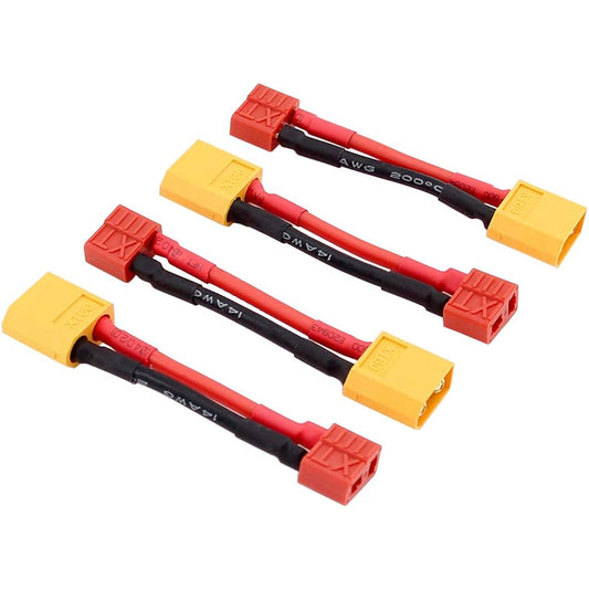 4pcs XT60 Male to Deans T-Plug Female Connector Lead Adapter Cable 14awg 5cm for RC Lipo(BDHI-64)