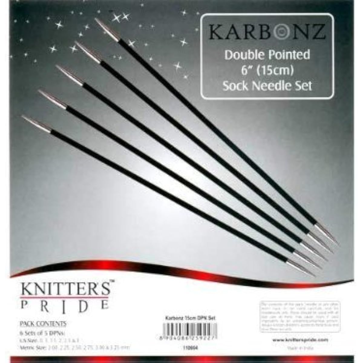 Knitter's Pride 6 Karbonz Double Point Sock Needles Set by Knitter's Pride