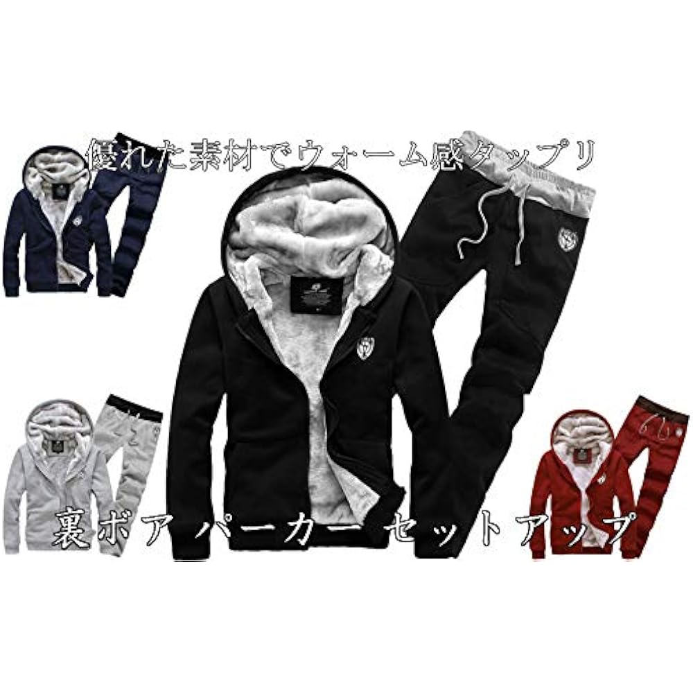 [Nail39] Men's Sweatshirt, Top and Bottom, Stylish, Jersey, Top and Bottom Set, Warm, Autumn/Winter, Loungewear, Parka, Hood, Sweatshirt, Outerwear (Blue, S) b