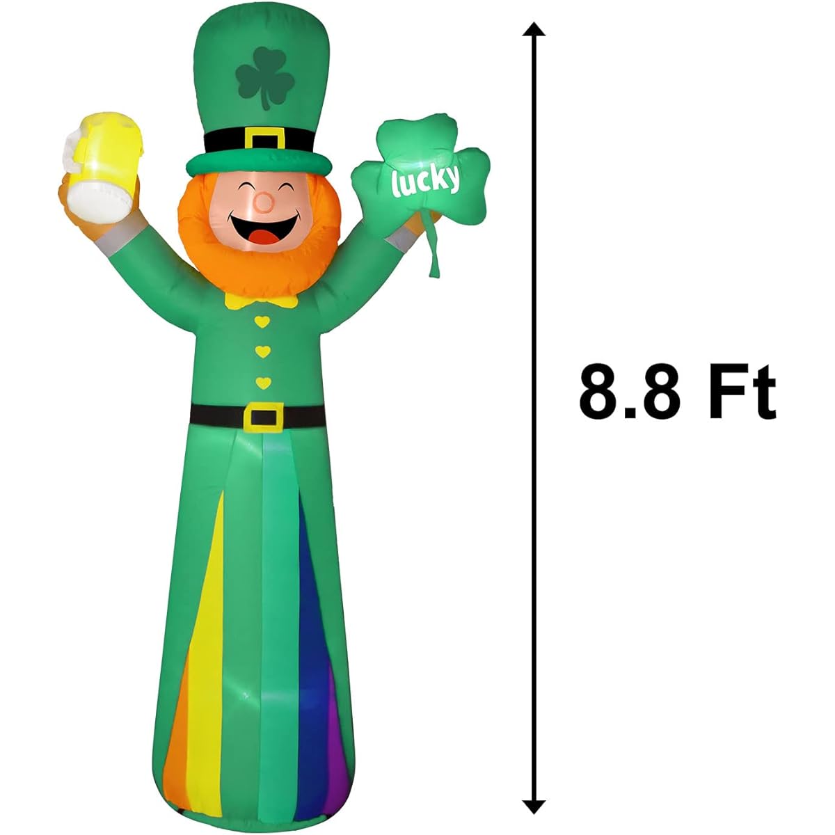 Nifti Nest 8.8ft St. Patrick Leprechaun Inflatable St. Patrick Blow Up Yard Decor with LED Lights Lucky Day Outdoor Yard