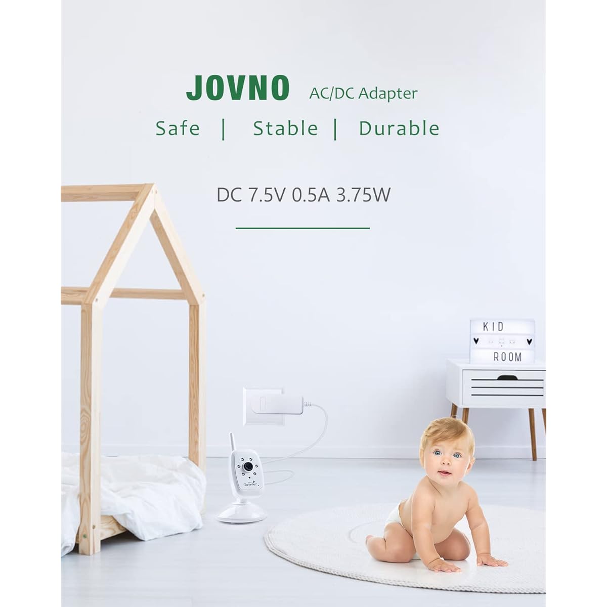Replacement Summer Infant Baby Monitor Charger 29190A 29000 29000A 28650A 28450 28580 29240 28980 28970 2018 Style Monitor and Camera JOVNO 7.5V 500mA AC Adapter 6.5ft Extra Long Power Cord