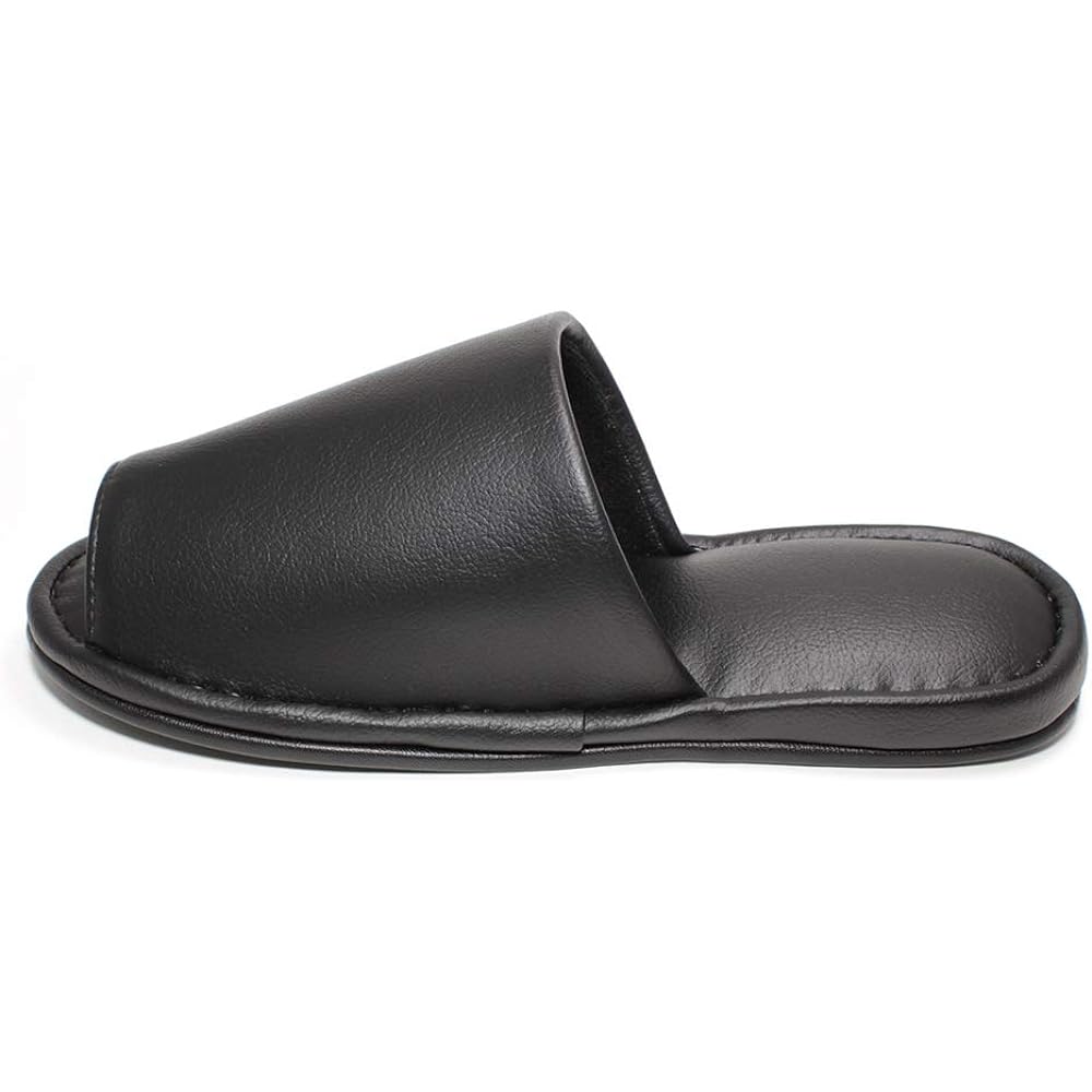 [HYBRIDWORKS] Luxury leather-like slippers, antibacterial, 3-pair set, approx. 26cm, unisex, wipeable, for guests, for business use, open in front