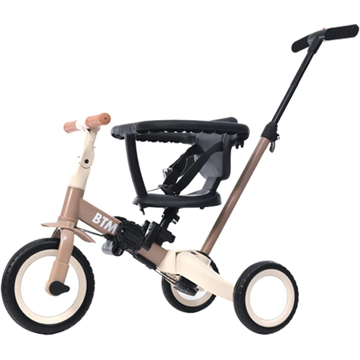 TopCloud Children's Tricycle 4in1 Bicycle Original with Push Rod and Safety Bar Kickboard (Milk Tea)