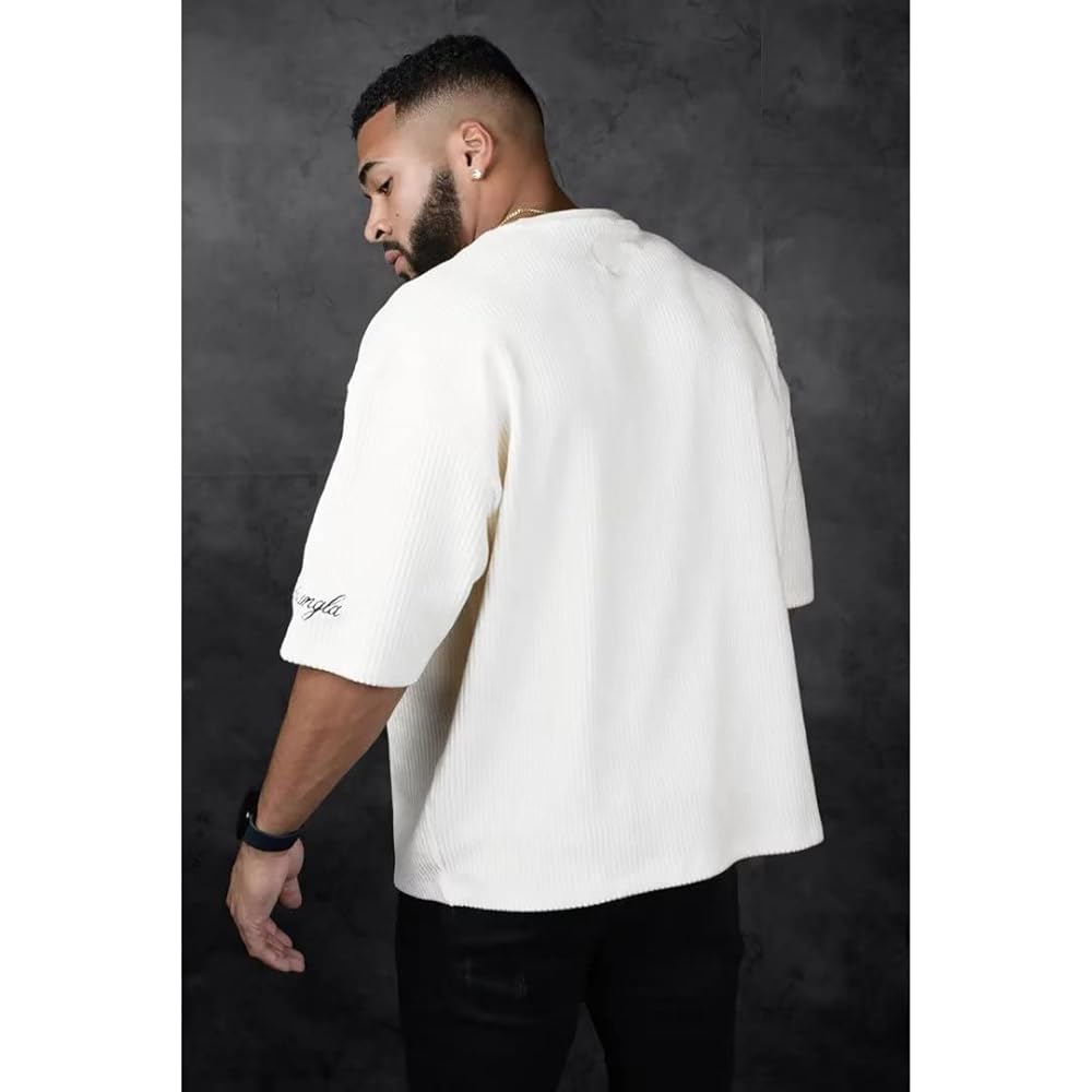 [KULIXI] Gym T-shirt, Men's, Stretch, Short Sleeve, Fitness, Training, Muscle Training, Sports, Stylish, Oversized, Round Collar, Half Sleeves DX5268