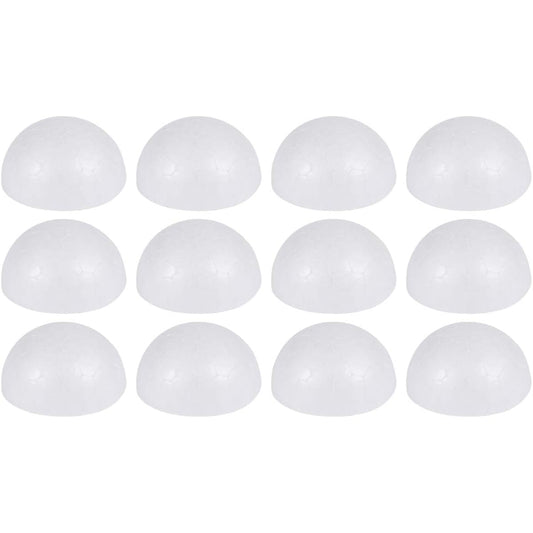 HEALLILY Glitter Eggs 15pcs Half Foam Balls Smooth Round Polystyrene Foam Balls Semicircle Hollow Modeling Balls for DIY Crafts Christmas Tree Ornaments Wedding School 9cm White Eggs for Crafts