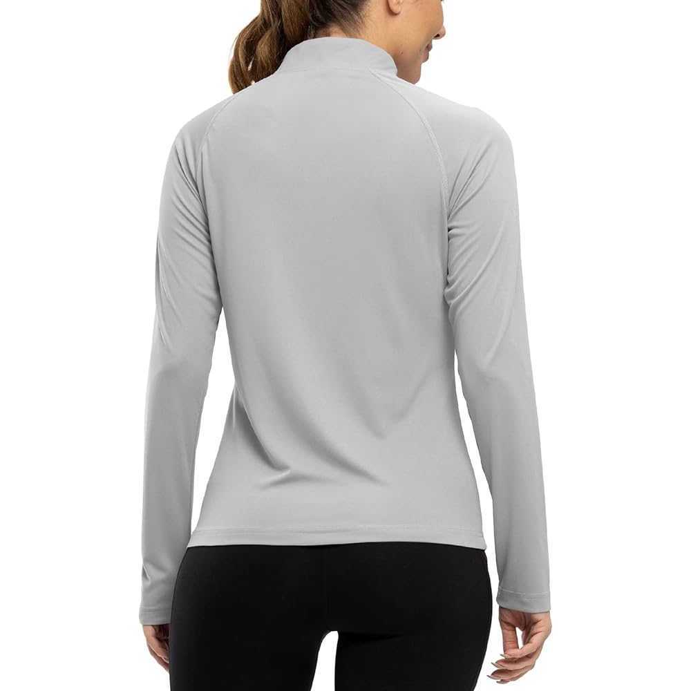 [YSENTO] Women's Sports Shirt, Long Sleeve, 1/4 Zip Up, Golf Wear, Running Wear, Absorbent, Quick Drying, UV Protection, Mountain Climbing, Trekking Wear, Long T-Shirt, All Seasons, 13 Colors