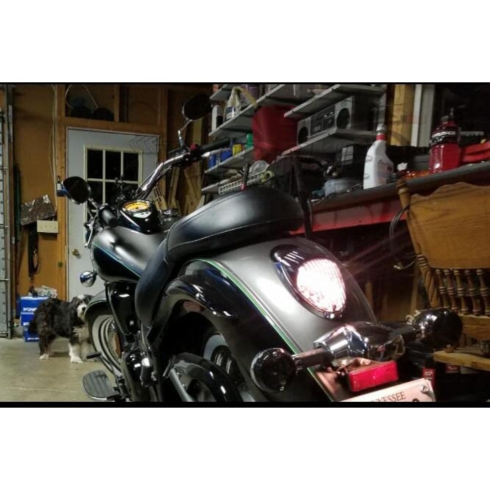 Compatible with Kawasaki 2002-2003 Vulcan 1500 Mean Streak/ VN1500 Mean Streak LED Rear Lamp Brake Tail Light + Built-in Turn Signal Function (Smoke Color)