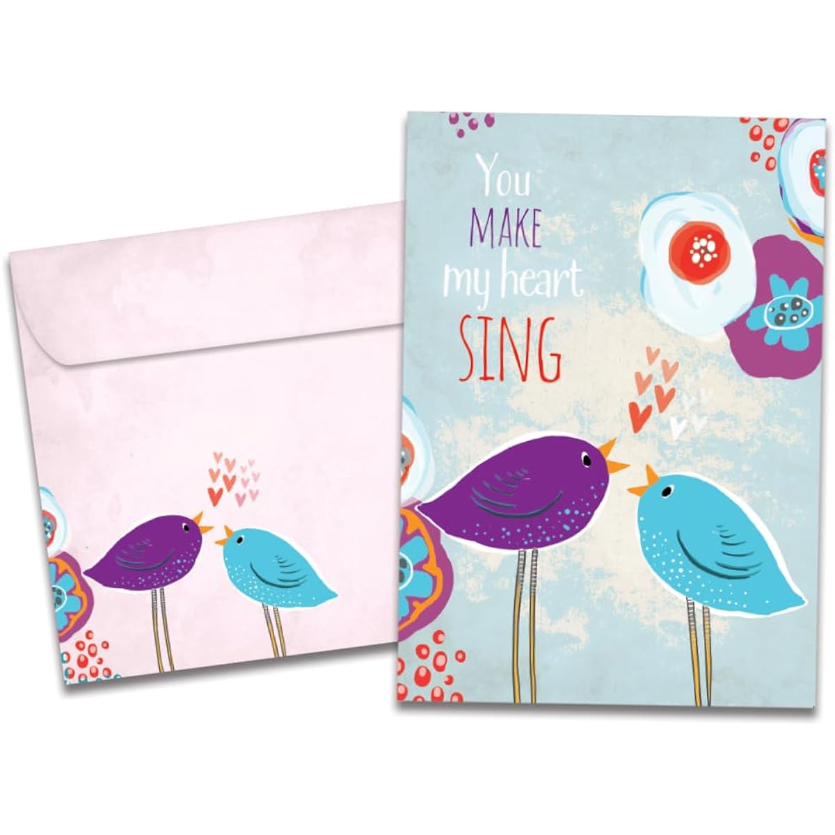 Tree-Free Greetings Valentine's Day Greeting Cards with Matching Envelopes, Eco-Friendly, Made in the USA, 100% Recycled Paper, 5" x 7", Singing Heart (GO68778)