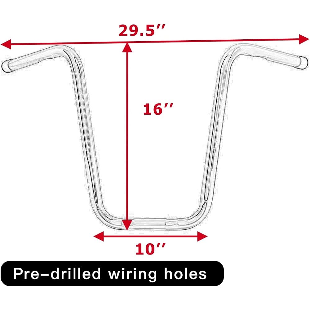 Chrome Rise Drag Narrow Ape Hanger 1" Handlebar 1" Compatible with Harley-Davidson Sportster XL 883 1200 Dyna