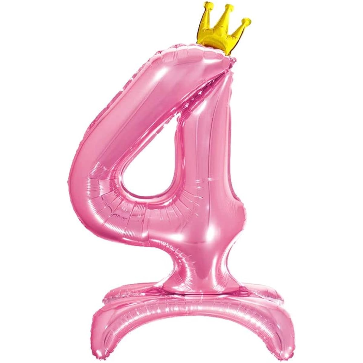 32" Pink Standing Crown Number 4 Balloons 4th Birthday Balloons for Birthday Party Decorations (4)