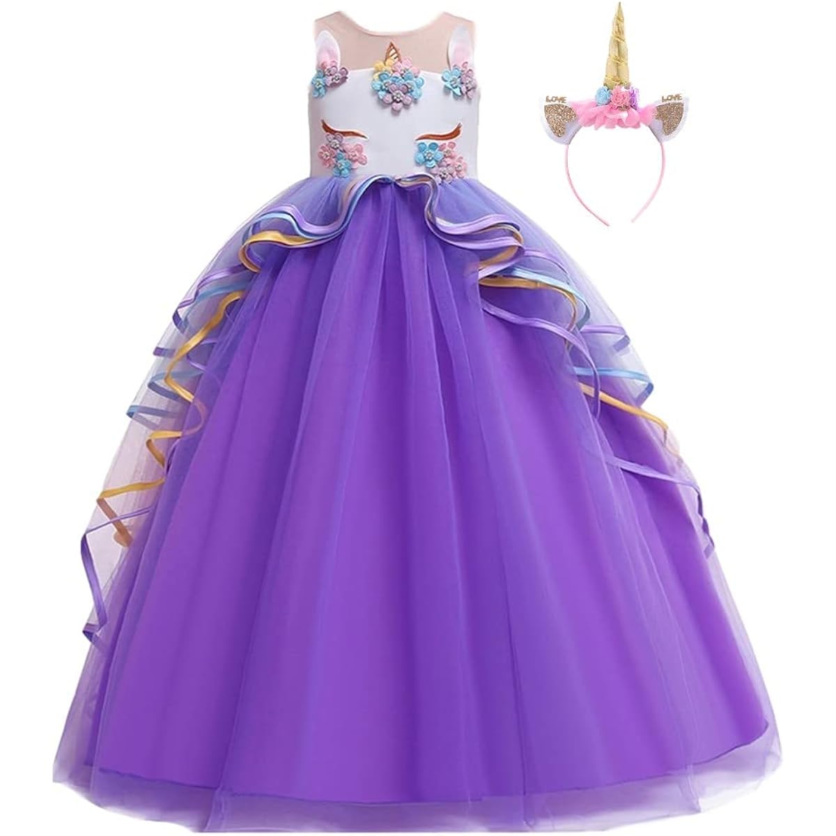 MYRISAM Unicorn Costume Princess Birthday Pageant Party Dance Performance Carnival Long Maxi Tulle Fancy Dress Up Outfit