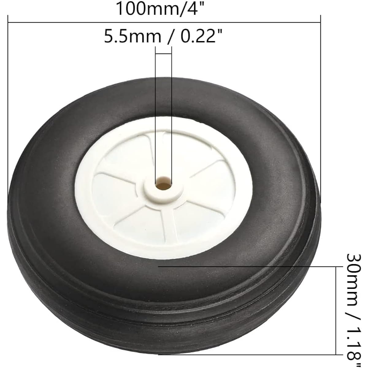 4" RC Model Airplane Ultra Lightweight Sponge Tires Tail Wheel Tire and Wheel Set for RC Car Airplane PU Sponge Tires with Plastic Hub 2pcs (Betomshin)
