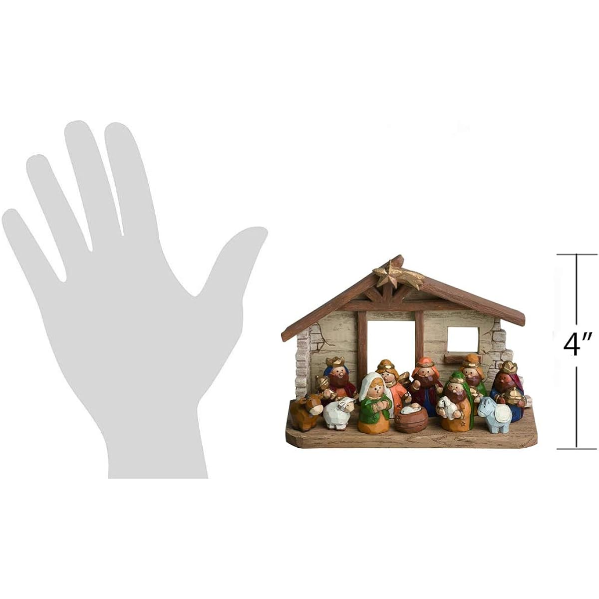 Miniature Kids Nativity Scene and Stable with 12 Rearrangeable Figures [Parallel Import]