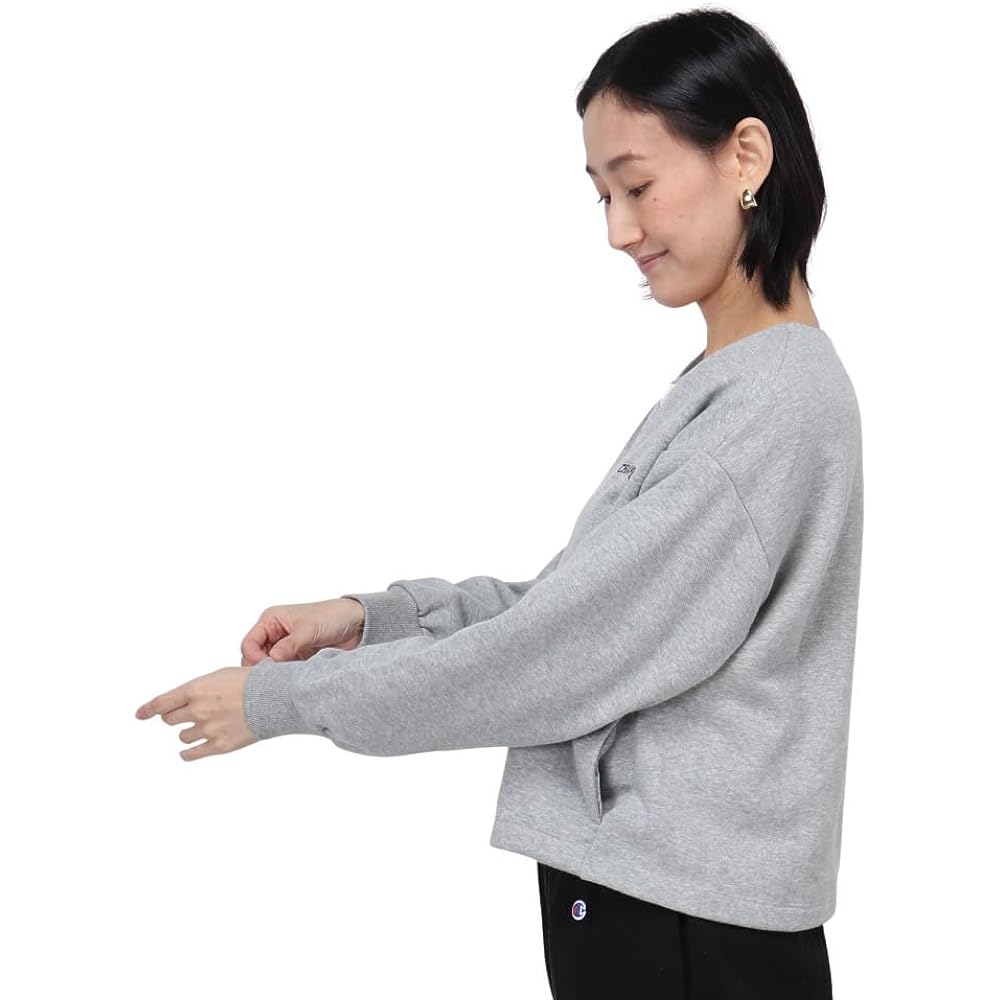 [Champion] Top, Long Sleeve, V-Neck, Fleece, Embroidery, Graphic Logo Print, Sweatshirt Snap Cardigan, Women's Casual, CW-Z003